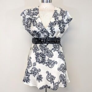 White House Black Market Beaded Bling Y2K Top